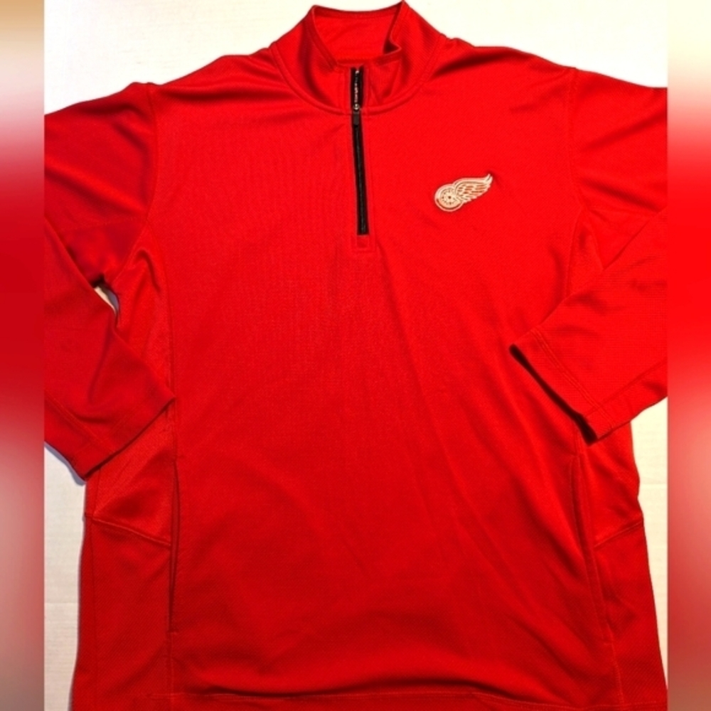 Men's NHL 1/4 Zip Red Wings Pullover Shirt Size XL